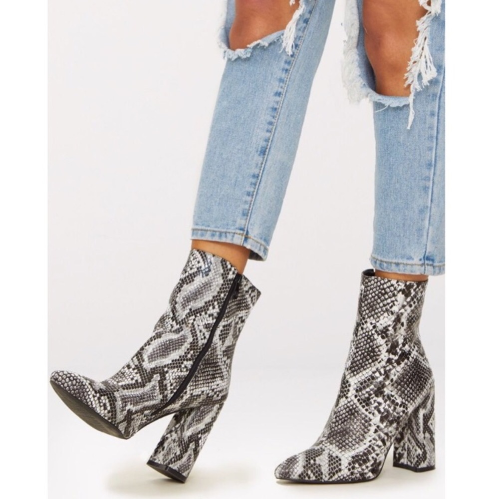 Snakeskin booties